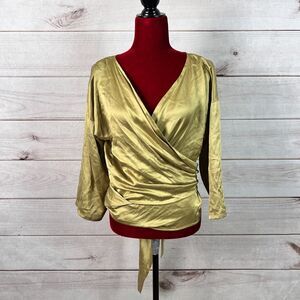 Miranda Bennett Studio Wrap Top Silk Satin 3/4 Sleeve